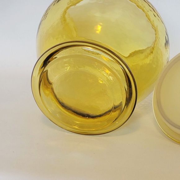 Vintage Pebble Glass Apothecary Glass Jar Container 9" Yellow Amber. - Picture 6 of 10